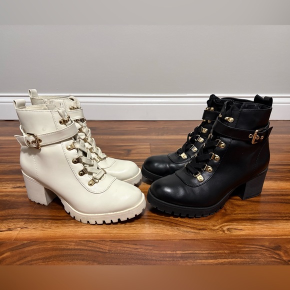 Wild Pair Shoes - WILD PAIR - Women's Ankle Boots - Black and White